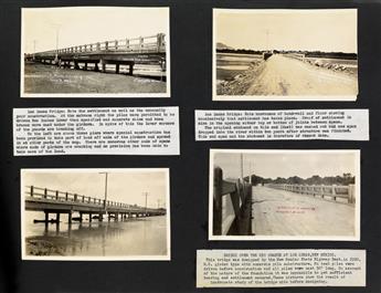 (BRIDGES) Album with over 300 photographs of bridges in the United States, both over roads and bodies of water, some under construction